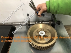 Drawing made fixture to QC the worm gear clearance & central hole distance